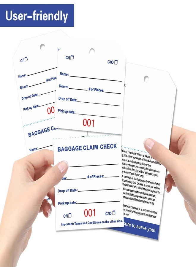 TQQBUU 1000 Baggage Claim Check Tags with Transfer Tape on Back, 4 3/4 x 2 3/8 Hotel Luggage ID Tags Numbering from 001 to 1000, Baggage Identification for Hotel Suitcase Motel Bag - Image 5